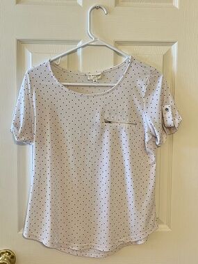 The Workshop Black and White Short Sleeve Polka Dot Top